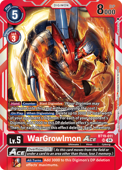 BT19-011, SR, WarGrowlmon ACE