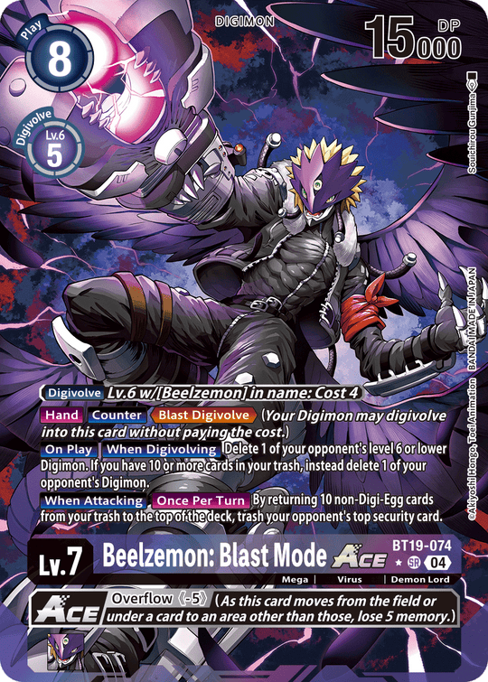 BT19-074, SR, Beelzemon: Blast Mode ACE (Alternate Art)