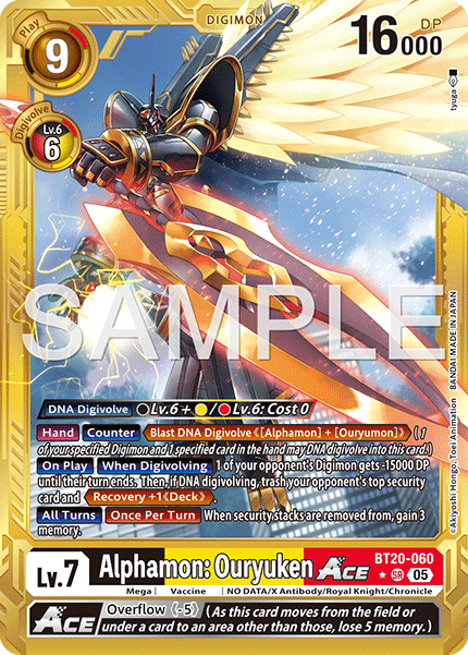 BT20-060, SR, Alphamon: Ouryuken ACE (AD1 Gold Reprint)