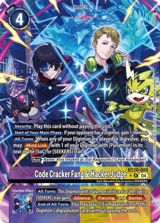 BT20-089, R, Code Cracker Fang & Hacker Judge (Alternate Art)