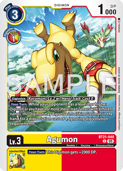 BT21-040, UC, Agumon (AD1 Reprint)