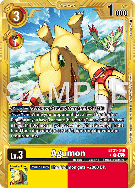 BT21-040, UC, Agumon (AD1 Gold Reprint)