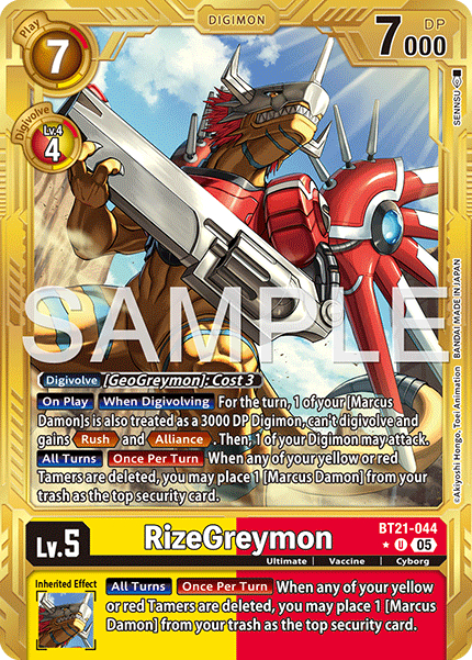 BT21-044, UC, RizeGreymon (AD1 Gold Reprint)