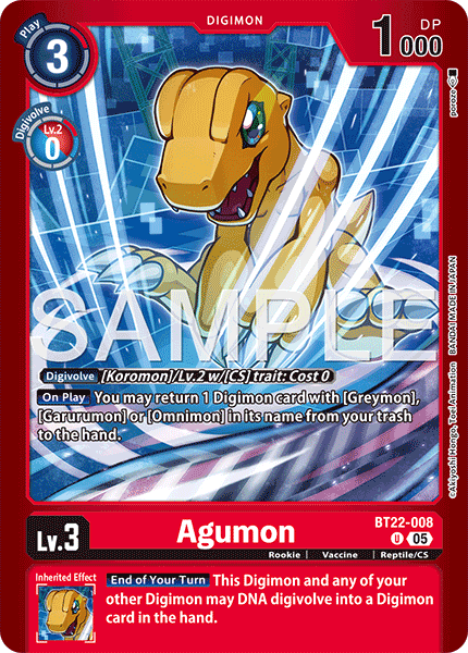 BT22-008, UC, Agumon (LM08 Reprint)