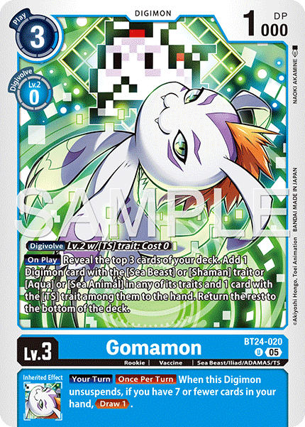 BT24-020, U, Gomamon