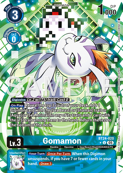 BT24-020, U, Gomamon (BT24 Box Topper)