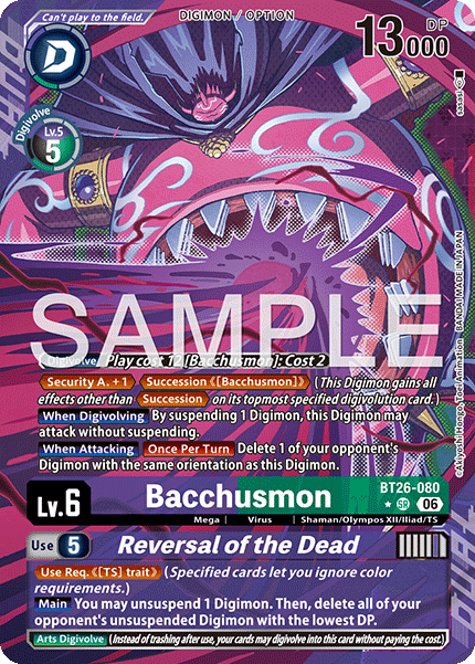 BT26-080, SR, Bacchusmon (Alternate Art)