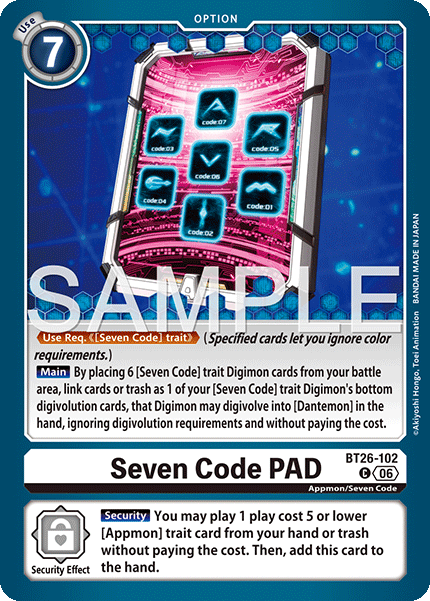 BT26-102, C, Seven Code PAD