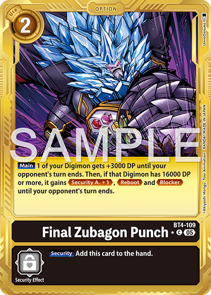 BT04-109, C, Final Zubagon Punch (AD1 Gold Reprint)
