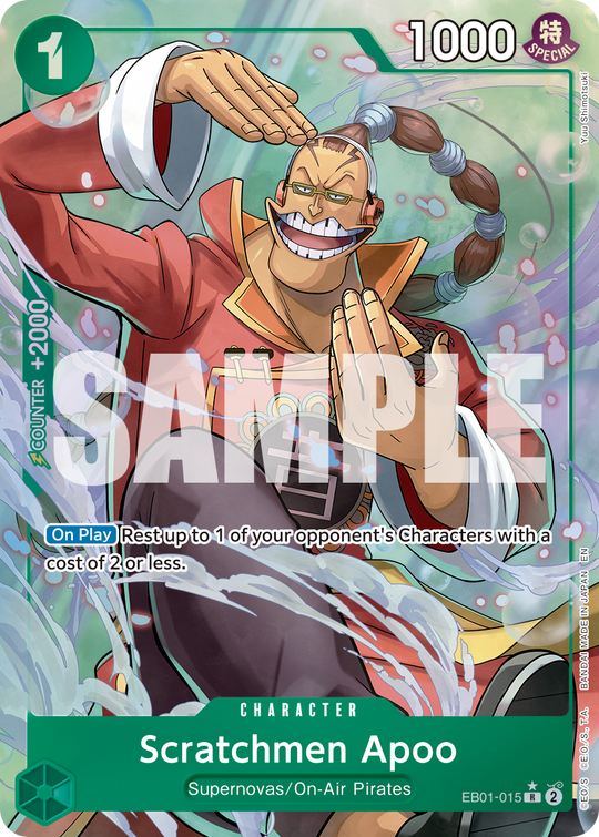 EB01-015, R, Scratchmen Apoo (PRB02 Alternate Art)