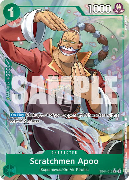 EB01-015, R, Scratchmen Apoo (PRB02 Alternate Art)