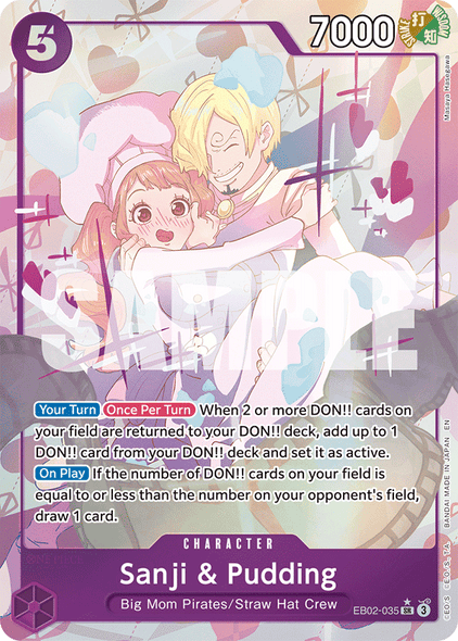 EB02-035, SR, Sanji & Pudding (Alternate Art)