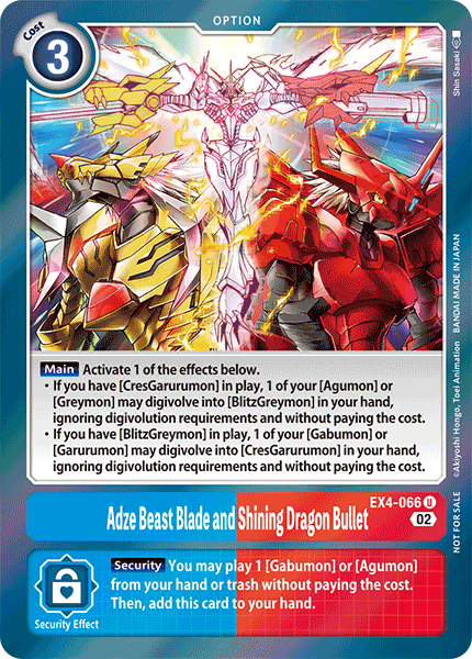 EX4-066 U, Adze Beast Blade and Shining Dragon Bullet (Box Topper)