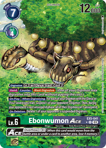 EX05-041, R, Ebonwumon Ace (Alternate Art) – Kai of Cards