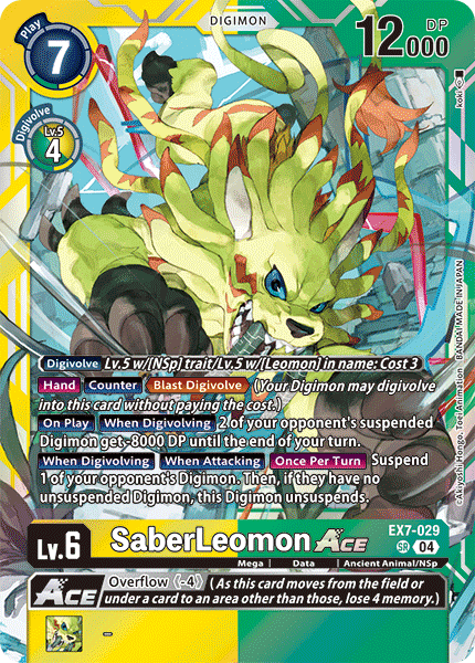 EX7-029, SR, SaberLeomon ACE