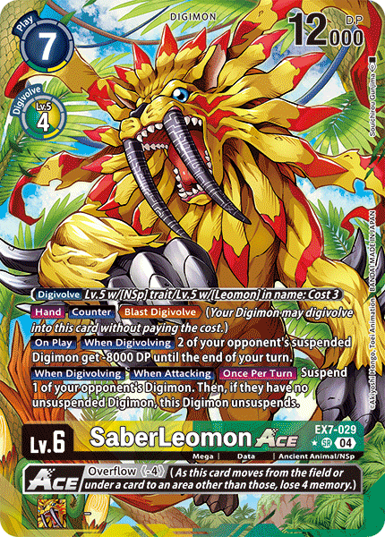 EX7-029, SR, SaberLeomon ACE (Alternate Art)