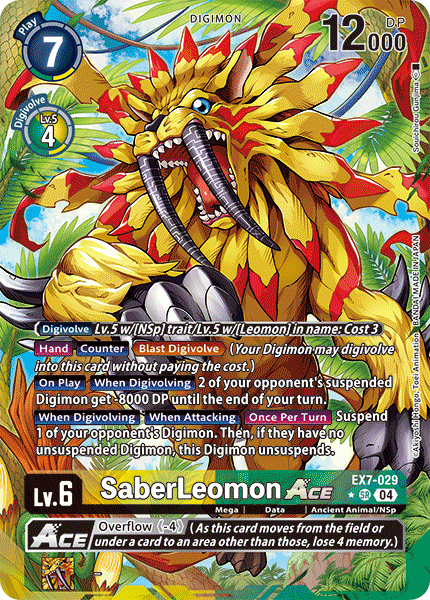 EX07-029, SR, SaberLeomon ACE (Alternate Art)