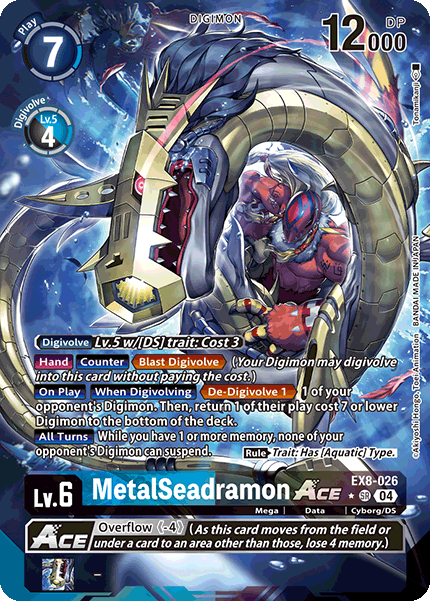 EX08-026, SR, MetalSeadramon ACE (Alternate Art 1 Star)