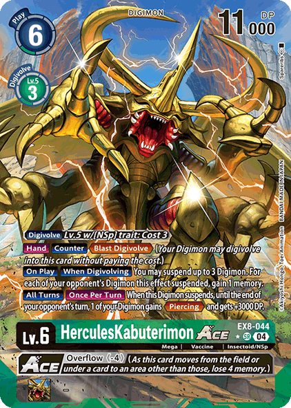 EX08-044, SR, HerculesKabuterimon ACE (Alternate Art 1 Star)