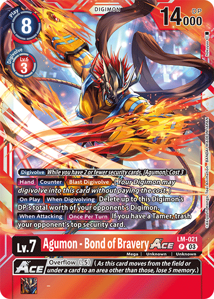 LM-021, P, Agumon - Bond of Bravery ACE