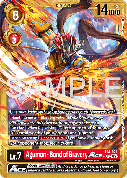 LM-021, P, Agumon - Bond of Bravery ACE (AD1 Gold Reprint)