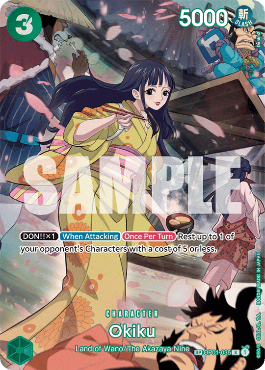 OP01-035, R, Okiku (OP07 SP Alternate Art)