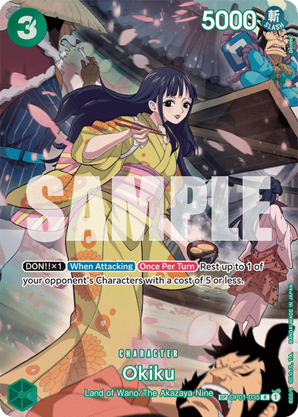 OP01-035, R, Okiku (OP07 SP Alternate Art)