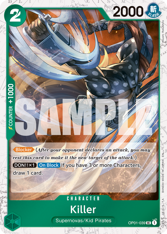 OP01-039, UC, Killer (PRB02 Foil)