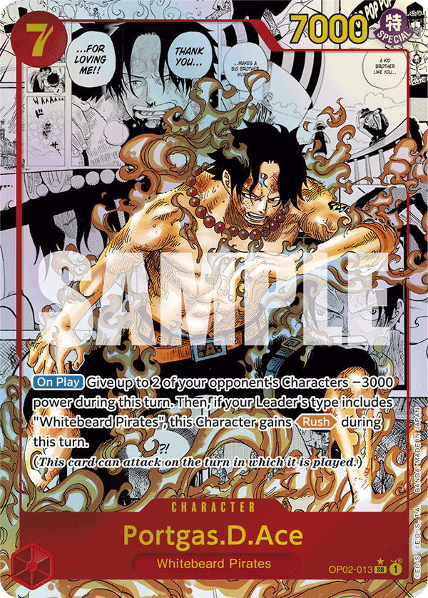OP02-013, SR, Portgas.D.Ace (Manga Rare Reprint)