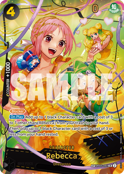 OP05-091, SR, Rebecca (PRB02 Special Rare)
