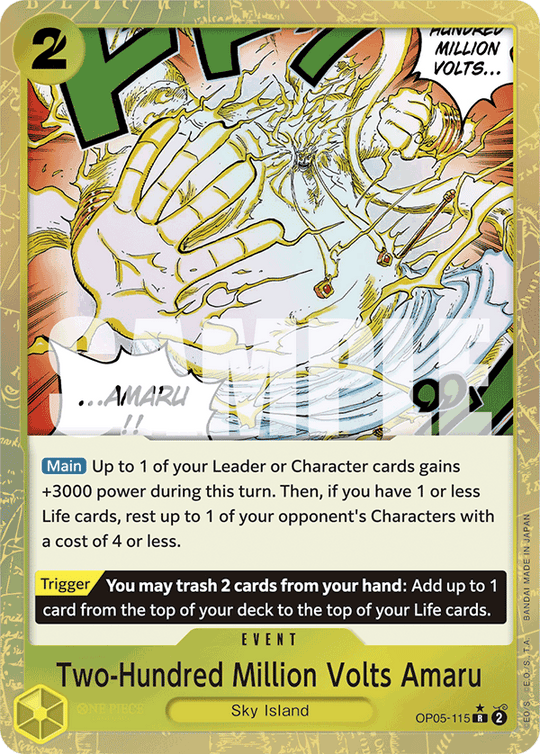 OP05-115, R, Two-Hundred Million Volts Amaru (Reprint) (Alternate Art)