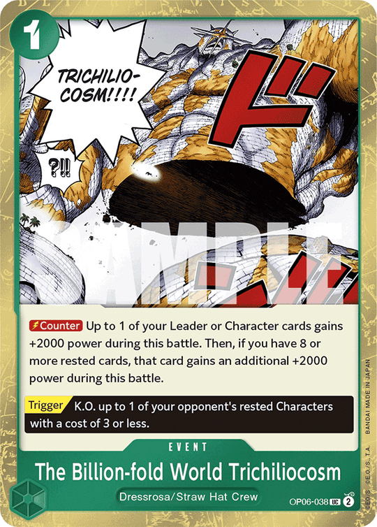 OP06-038, UC, The Billion-fold World Trichiliocosm (Reprint) (Foil)