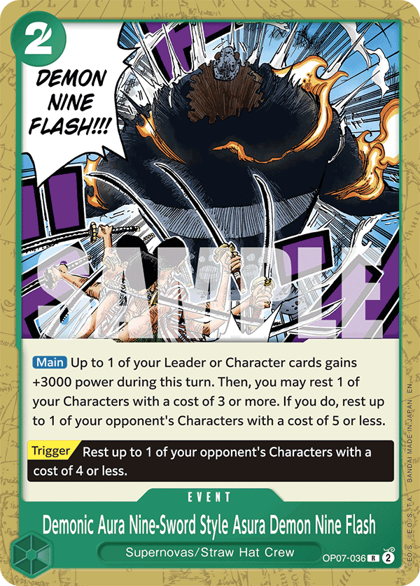 OP07-036, R, Demonic Aura Nine-Sword Style Asura Demon Nine Flash (ST24)