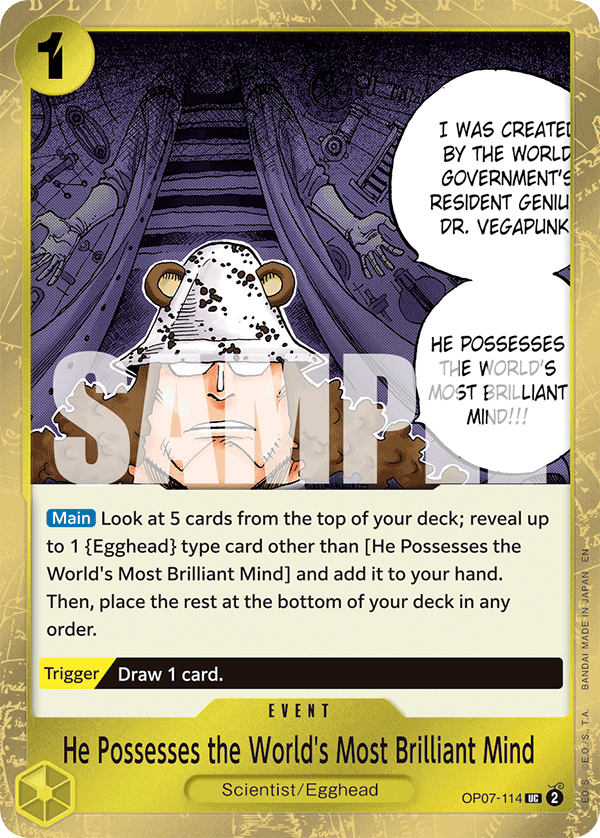 OP07-114, UC, He Possesses the World's Most Brilliant Mind (PRB02 Foil)