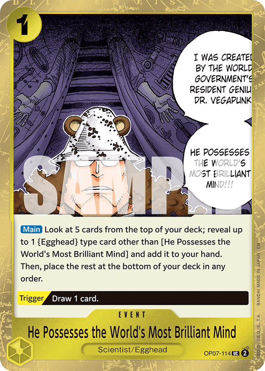 OP07-114, UC, He Possesses the World's Most Brilliant Mind (PRB02 Foil)