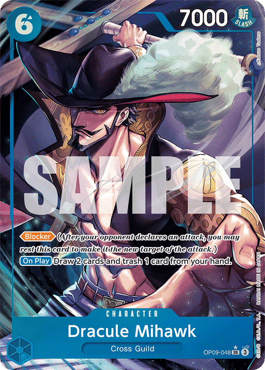 OP09-048, SR, Dracule Mihawk (Alternate Art)