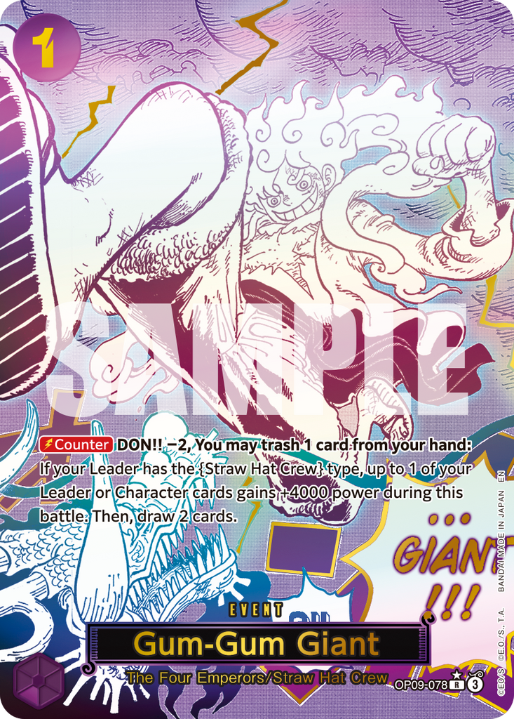 OP09-078, R, Gum-Gum Giant (PRB02 Special Rare)