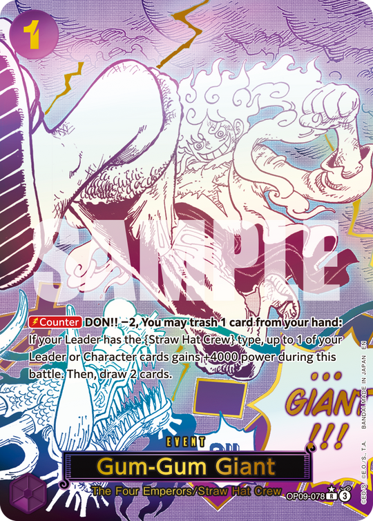 OP09-078, R, Gum-Gum Giant (PRB02 Special Rare)
