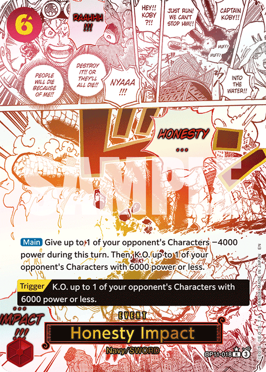 OP11-018, R, Honesty Impact (Alternate Art)