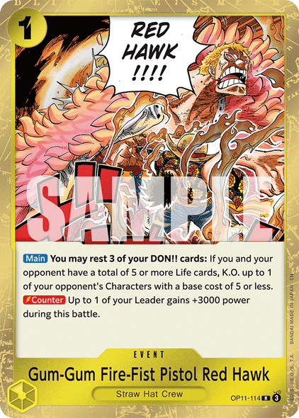 OP11-114, R, Gum-Gum Fire-Fist Pistol Red Hawk