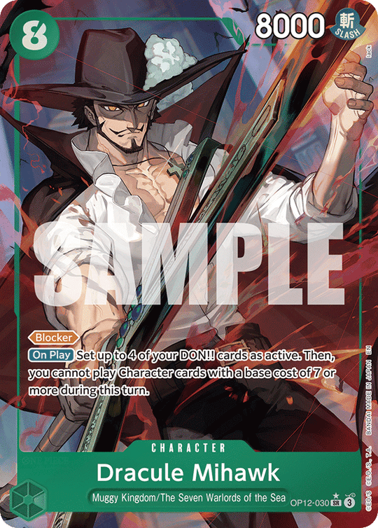OP12-030, SR, Dracule Mihawk (Alternate Art)