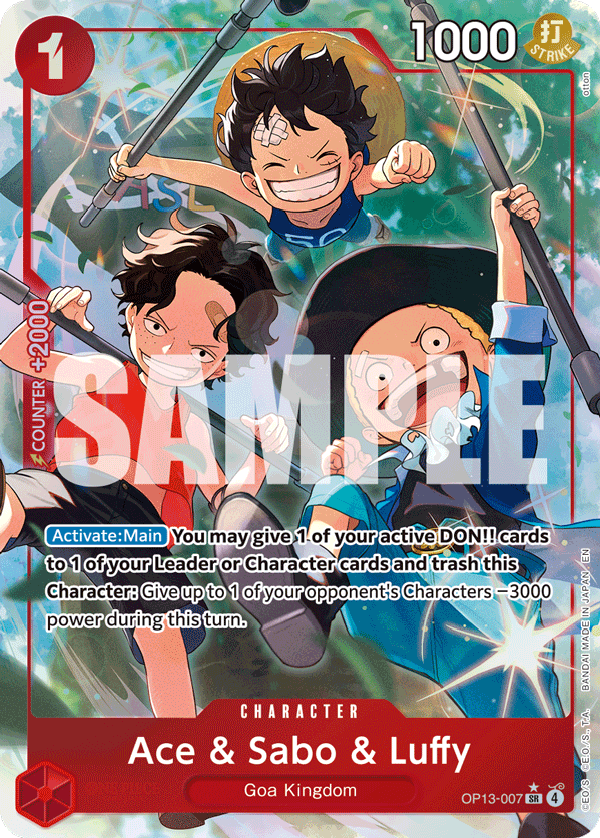 OP13-007, SR, Ace & Sabo & Luffy (Alternate Art)