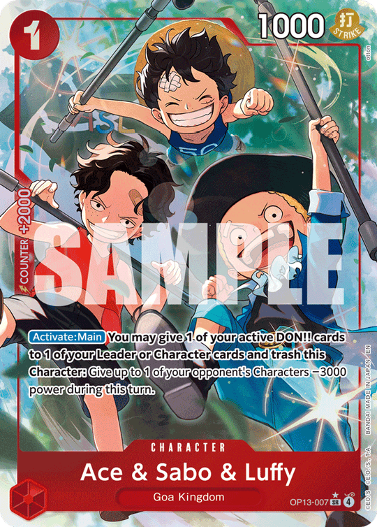 OP13-007, SR, Ace & Sabo & Luffy (Alternate Art)
