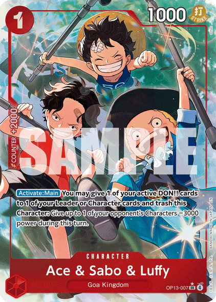 OP13-007, SR, Ace & Sabo & Luffy (Alternate Art)