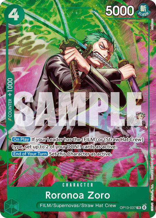 OP13-037, R, Roronoa Zoro (OP15 Treasure Rare)