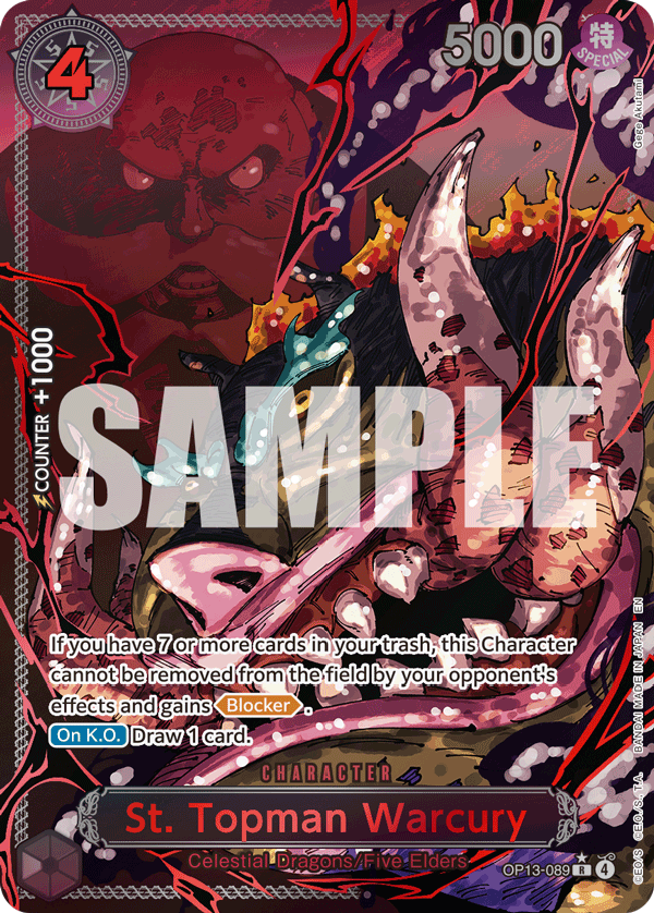 OP13-089, R, St. Topman Warcury (Red Alternate Art)