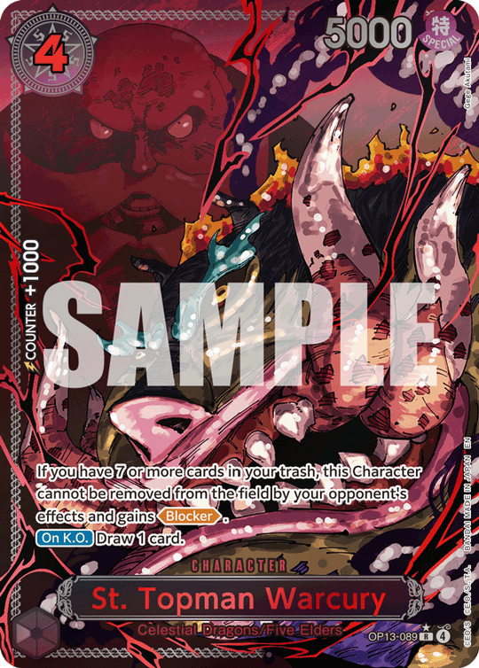 OP13-089, R, St. Topman Warcury (Red Alternate Art)