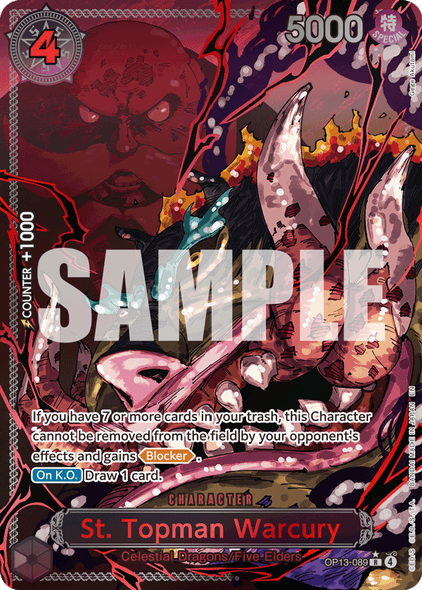 OP13-089, R, St. Topman Warcury (Red Alternate Art)