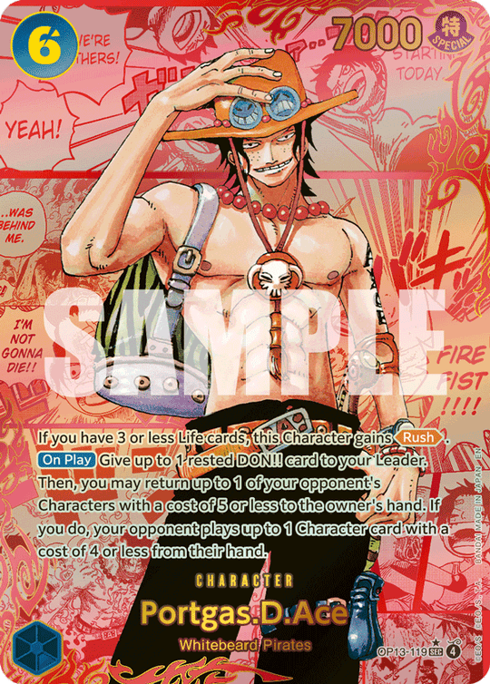 OP13-119, SEC, Portgas.D.Ace (Red Manga Rare)