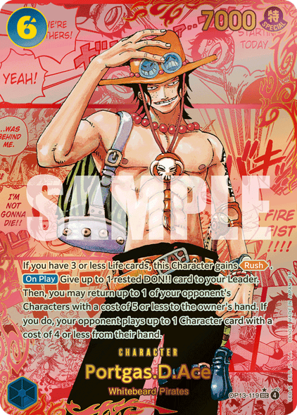 OP13-119, SEC, Portgas.D.Ace (Red Manga Rare)